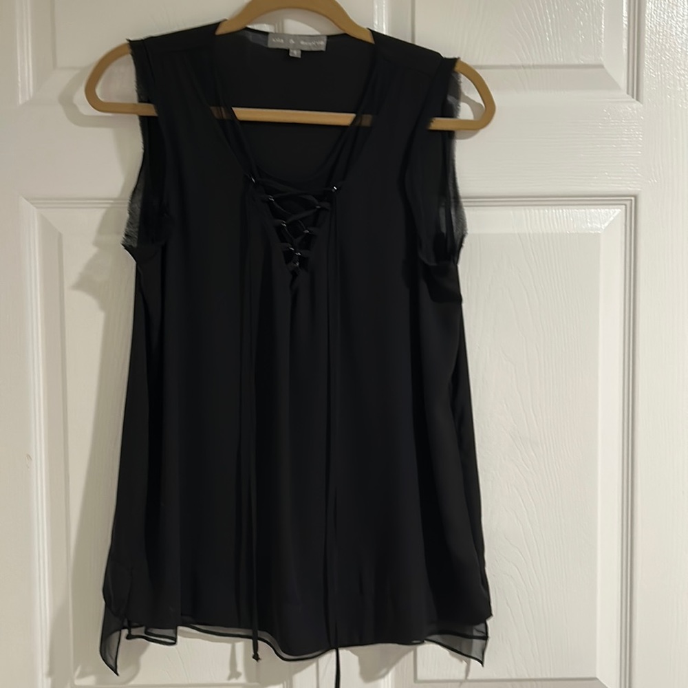Lola and Sophie black silk double layer blouse size small